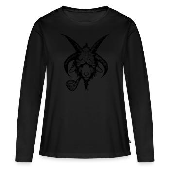 Frost Pipes Demon Goat Schwarz - Frauen Premium Bio Langarmshirt - Schwarz - Vorne - Julia (174cm)