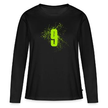 9 ans Neuf ans - T-shirt manches longues Premium bio Femme - noir - Devant - Julia (174cm)