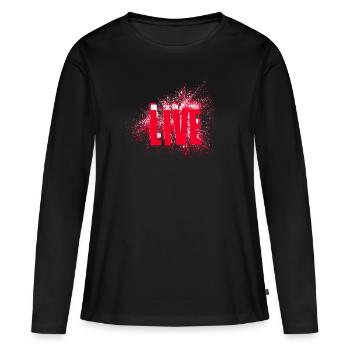 Flux en direct - T-shirt manches longues Premium bio Femme - noir - Devant - Julia (174cm)
