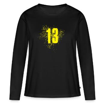 13 - Frauen Premium Bio Langarmshirt - Schwarz - Vorne - Julia (174cm)