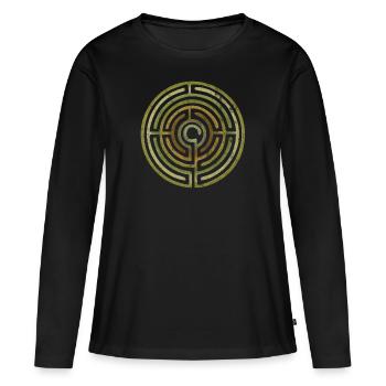 Icône du labyrinthe - T-shirt manches longues Premium bio Femme - noir - Devant - Julia (174cm)