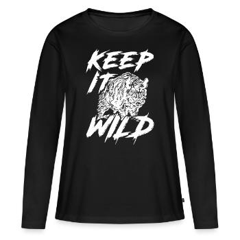 2reborn keep it wild wildschwein deer hunter jaege - Frauen Premium Bio Langarmshirt - Schwarz - Vorne - Julia (174cm)