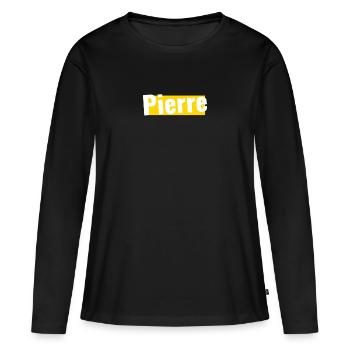 Pierre - T-shirt manches longues Premium bio Femme - noir - Devant - Julia (174cm)