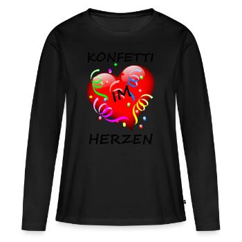 Konfetti im Herzen - Fasching - Karneval - Frauen Premium Bio Langarmshirt - Schwarz - Vorne - Julia (174cm)