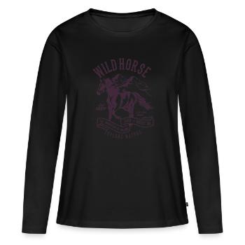Cheval sauvage - T-shirt manches longues Premium bio Femme - noir - Devant - Julia (174cm)