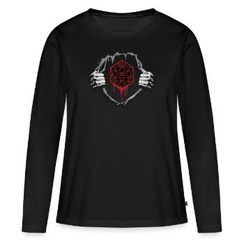 RPG Dice D20 W20 dans le RPG de poitrine - T-shirt manches longues Premium bio Femme - noir - Devant - Julia (174cm)