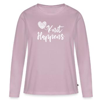 Knitting Wool Sewing Embroidery Knit Happens - Women's Premium Organic Long Sleeve Shirt - dusky pink - Front - Julia (174cm)