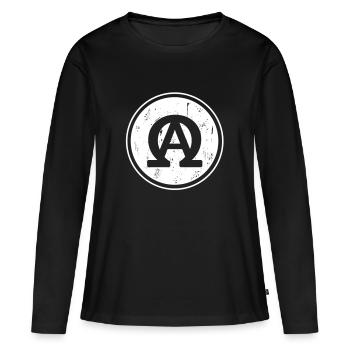 ALPHA OMEGA - T-shirt manches longues Premium bio Femme - noir - Devant - Julia (174cm)