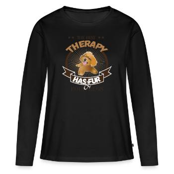 Caniche Theraphy - T-shirt manches longues Premium bio Femme - noir - Devant - Julia (174cm)