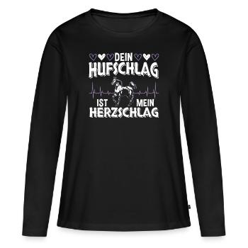 Pferd Dein Hufschlag ist mein Herzschlag Heartbeat - Frauen Premium Bio Langarmshirt - Schwarz - Vorne - Julia (174cm)