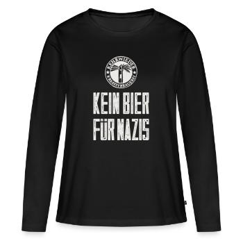 Kein Bier für Nazis - Weiß - Frauen Premium Bio Langarmshirt - Schwarz - Vorne - Julia (174cm)