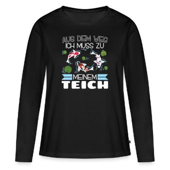 Aus dem Weg ich muss zu meinem Teich Koi Züchter - Frauen Premium Bio Langarmshirt - Schwarz - Vorne - Julia (174cm)