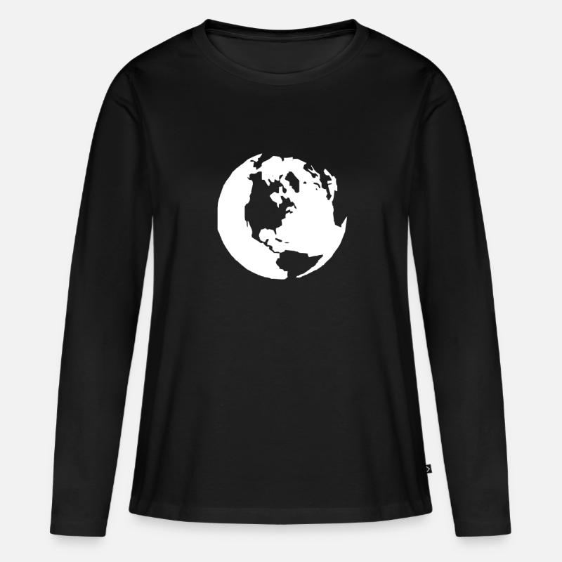 Erde Weltkugel blauer Planet Globus - Frauen Premium Bio Langarmshirt - Schwarz