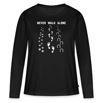 Ne marchez jamais seul chien cheval - T-shirt manches longues Premium bio Femme - noir - Devant - Julia (174cm)