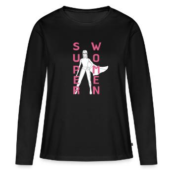 SUPERWOMEN mit Motiv! - Frauen Premium Bio Langarmshirt - Schwarz - Vorne - Julia (174cm)