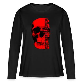 Crâne rouge - Velvet Black Cult Clothing - T-shirt manches longues Premium bio Femme - noir - Devant - Julia (174cm)