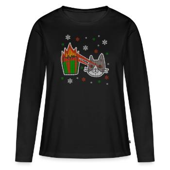 Ugly christmas kittens laser - Women's Premium Organic Long Sleeve Shirt - black - Front - Julia (174cm)