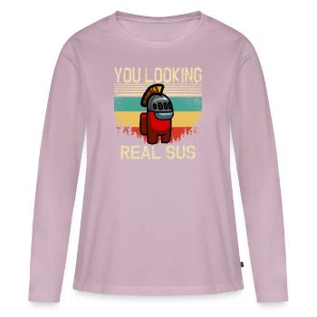 Du siehst echt aus Sus - Frauen Premium Bio Langarmshirt - Altrosa - Vorne - Julia (174cm)