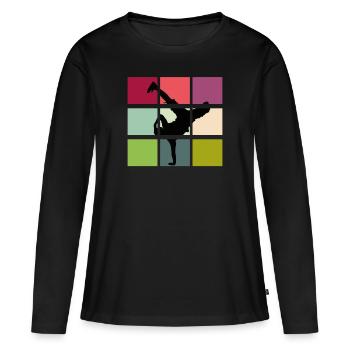 Breakdance breaker rétro bboy - T-shirt manches longues Premium bio Femme - noir - Devant - Julia (174cm)