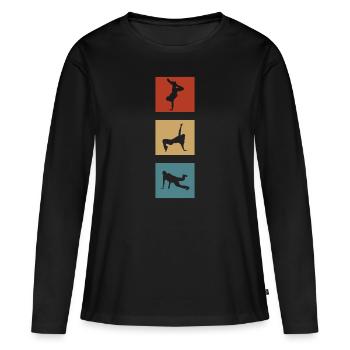 Breakdance rétro bboy breaker - T-shirt manches longues Premium bio Femme - noir - Devant - Julia (174cm)