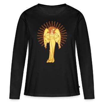 Votre ange gardien, un ange Art Nouveau - T-shirt manches longues Premium bio Femme - noir - Devant - Julia (174cm)