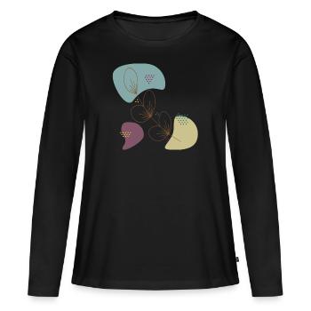 leaves - Women's Premium Organic Long Sleeve Shirt - black - Front - Julia (174cm)