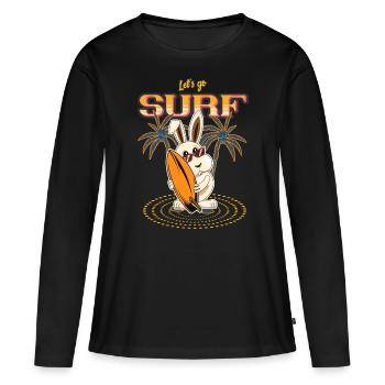 Surfing , the cool Let's so Surf T-Shirt - Women's Premium Organic Long Sleeve Shirt - black - Front - Julia (174cm)