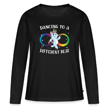 Tanzen Zu Einem Anderen Beat Neurodiversität ADHS - Frauen Premium Bio Langarmshirt - Schwarz - Vorne - Julia (174cm)