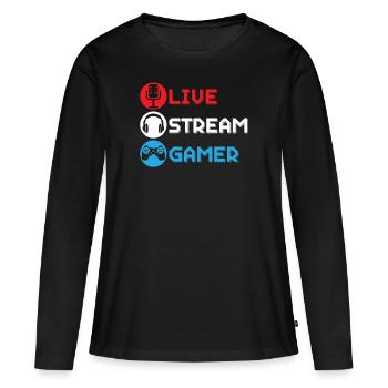 Live stream gamer Live streaming Online - T-shirt manches longues Premium bio Femme - noir - Devant - Julia (174cm)