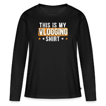 C’est Mon Vlogging Shirt Vlogger Social Media - T-shirt manches longues Premium bio Femme - noir - Devant - Julia (174cm)