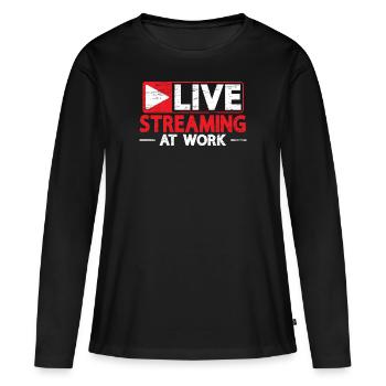 Live streaming au Travail Online Streamer Gamer - T-shirt manches longues Premium bio Femme - noir - Devant - Julia (174cm)