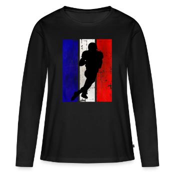 Football américain France Team Sport - T-shirt manches longues Premium bio Femme - noir - Devant - Julia (174cm)