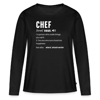 Koch Description Cuisine culinaire - T-shirt manches longues Premium bio Femme - noir - Devant - Julia (174cm)