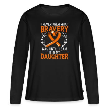 Je n’ai jamais su Ce que le courage Est leucémie Cancer - T-shirt manches longues Premium bio Femme - noir - Devant - Julia (174cm)