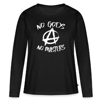 Pas de Dieu Pas de Maître Athée Agnostique - T-shirt manches longues Premium bio Femme - noir - Devant - Julia (174cm)