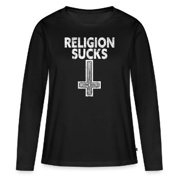 Religion Agaçant anti-agnostique agnostique religieux - T-shirt manches longues Premium bio Femme - noir - Devant - Julia (174cm)