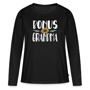 Bonus Grandma Grandmother Grandparents Day - Women's Premium Organic Long Sleeve Shirt - black - Front - Julia (174cm)