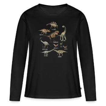 Dinosaurier der Welt Dinosaurier Geburtstag Dinosa - Frauen Premium Bio Langarmshirt - Schwarz - Vorne - Julia (174cm)
