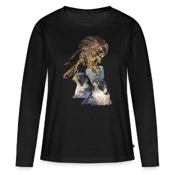Faucon pèlerin - T-shirt manches longues Premium bio Femme - noir - Devant - Julia (174cm)