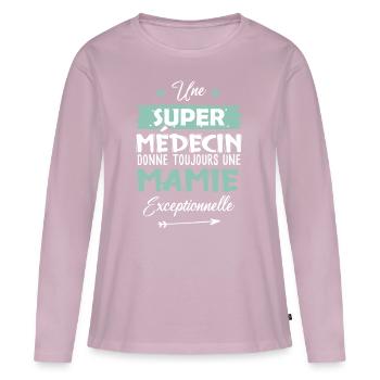 Médecin retraite future mamie cadeau drôle - T-shirt manches longues Premium bio Femme - rose poudré - Devant - Julia (174cm)