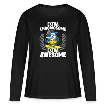Syndrome extra chromosome Extra Awesomes Down - T-shirt manches longues Premium bio Femme - noir - Devant - Julia (174cm)