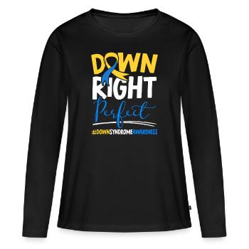Syndrome de Down Right Perfect Down - T-shirt manches longues Premium bio Femme - noir - Devant - Julia (174cm)