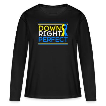 Syndrome de Down Right Perfect Down - T-shirt manches longues Premium bio Femme - noir - Devant - Julia (174cm)