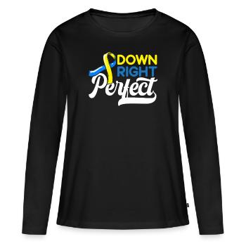 Syndrome de Down Right Perfect Down - T-shirt manches longues Premium bio Femme - noir - Devant - Julia (174cm)