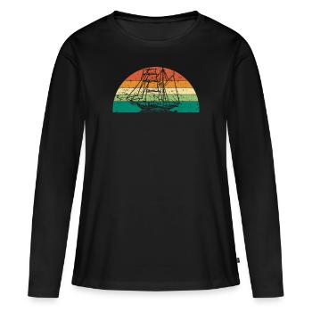 Capitaine capitaine de bateau rétro - T-shirt manches longues Premium bio Femme - noir - Devant - Julia (174cm)
