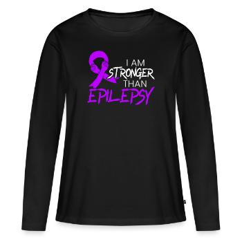 Je suis plus fort Que l’épilepsie Épileptique - T-shirt manches longues Premium bio Femme - noir - Devant - Julia (174cm)