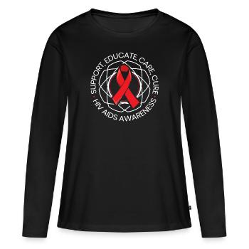 VIH AIDS Sensibilisation combattants - T-shirt manches longues Premium bio Femme - noir - Devant - Julia (174cm)