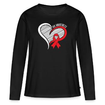 VIH AIDS Conscience Maladie invisible - T-shirt manches longues Premium bio Femme - noir - Devant - Julia (174cm)