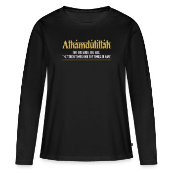 Musulman Islam Coran Mosquée Ramadan Religion Dua - T-shirt manches longues Premium bio Femme - noir - Devant - Julia (174cm)