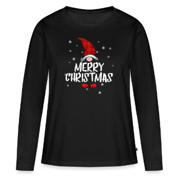 Frohe Weihnachten Gnome Familie Weihnachten Pyjama - Frauen Premium Bio Langarmshirt - Schwarz - Vorne - Julia (174cm)